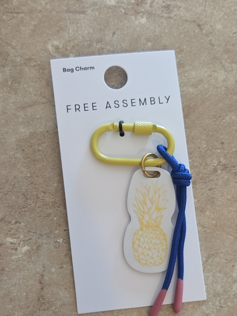 Free Assembly Pineapple Bag Charm - Yellow & Blue